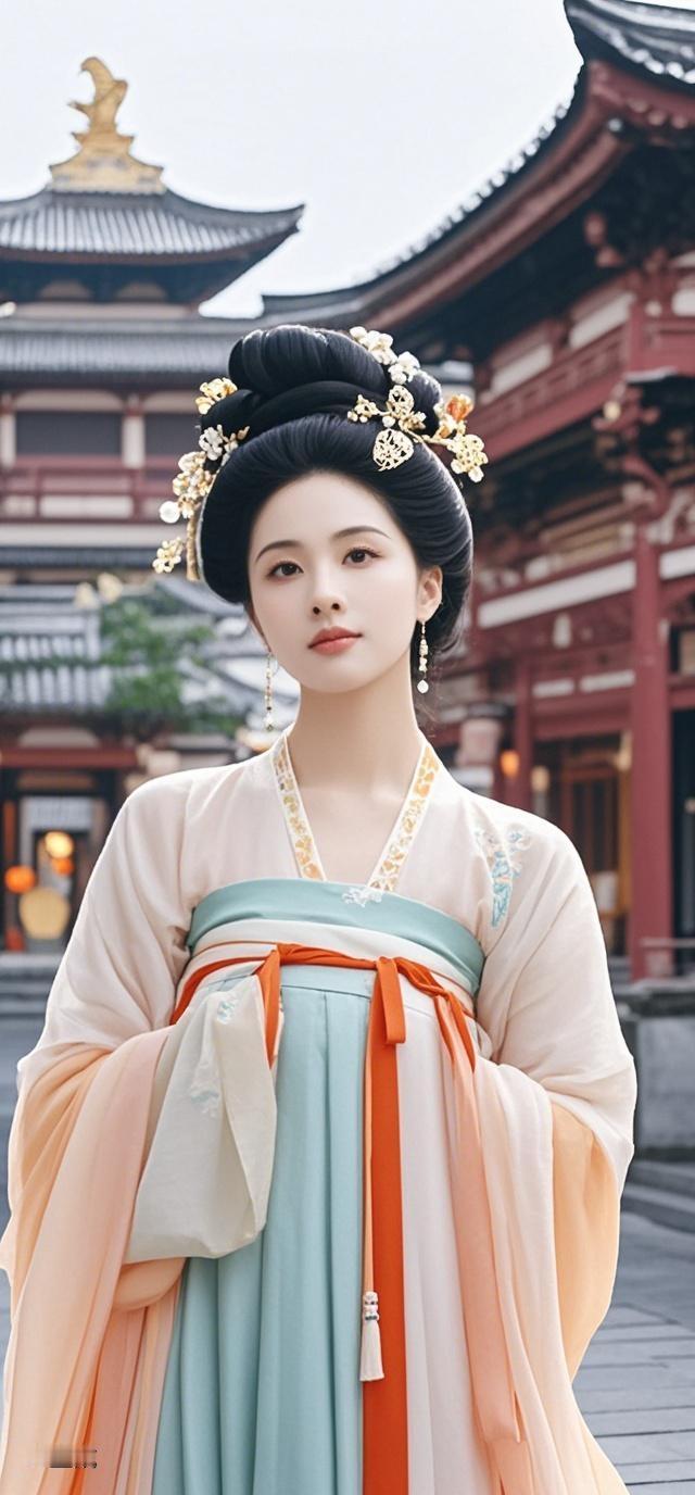 AI写真辑着一袭唐装走不夜城，盛唐气象在时光里；独特魅力，岁月中感受