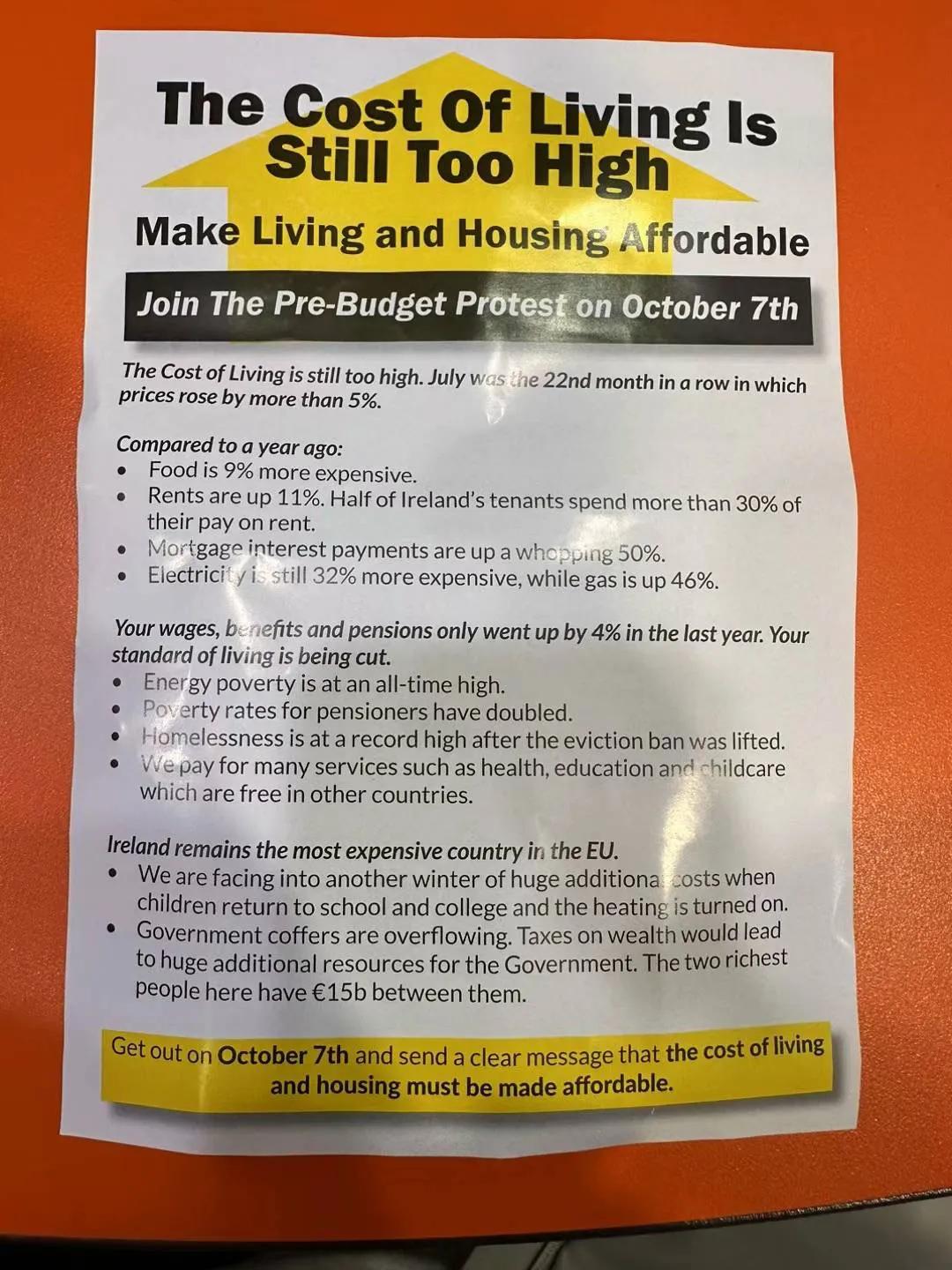 爱尔兰人又要上街了！因为物价太贵！