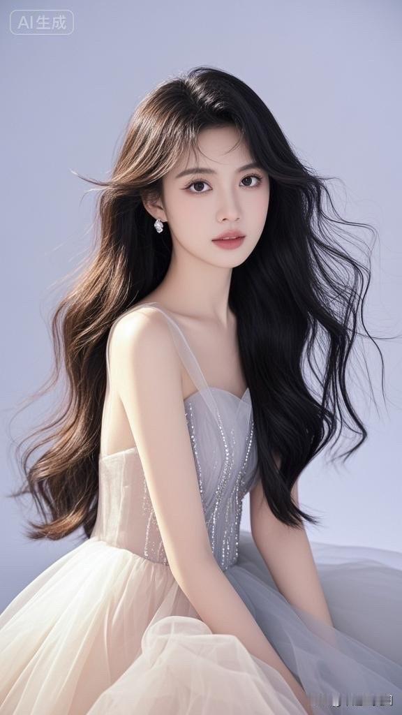 梦幻仙境中的优雅女神，一袭闪亮礼服，宛如童话里的公主。