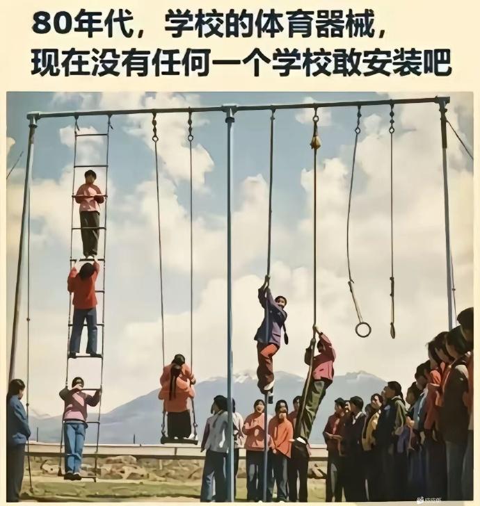 嗯，小时候，我小学里就有下图里这种……

现在别说这一类了，就是以前最平常的单杠