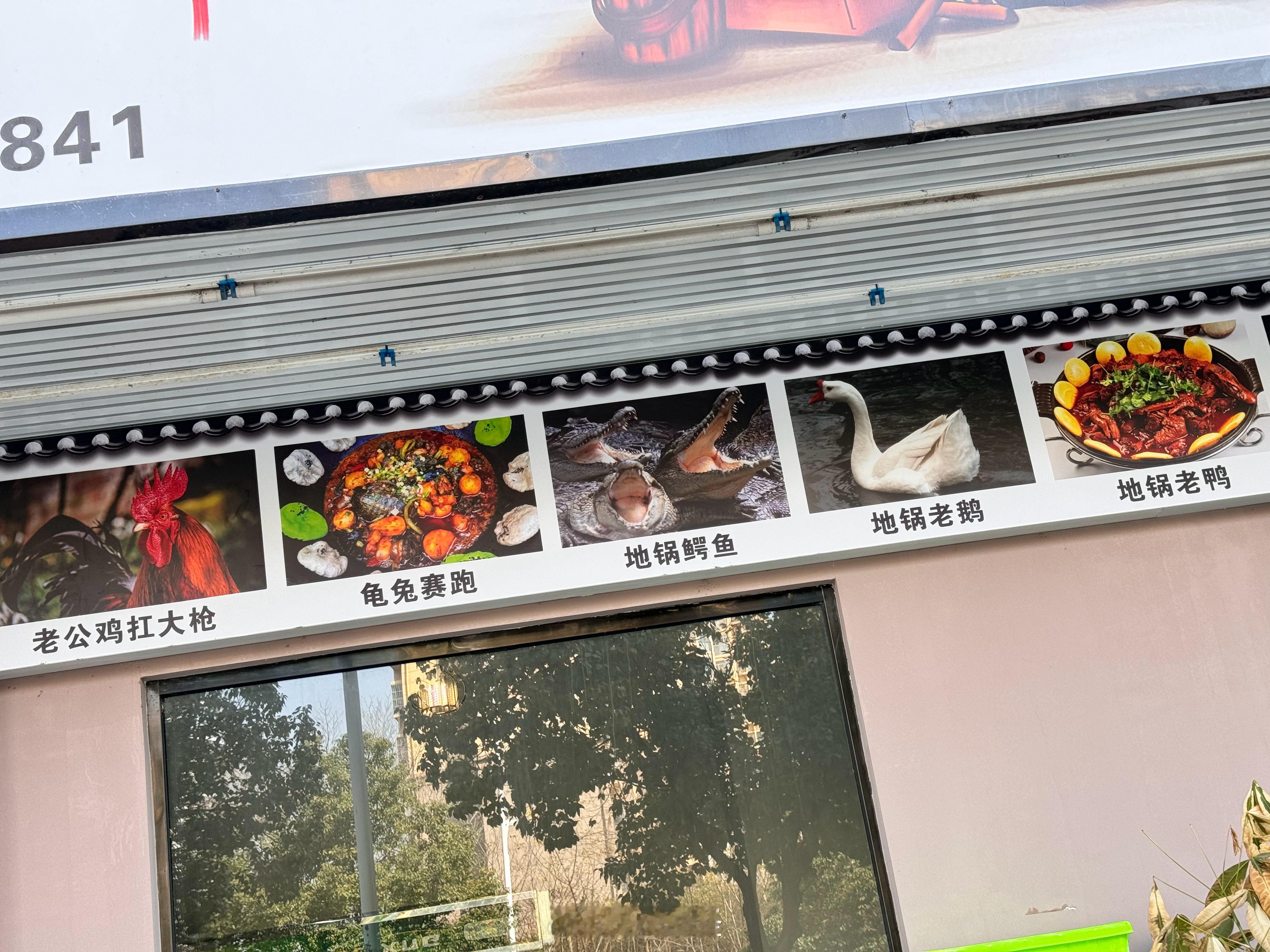 出门觅食 路过个饭馆 这个公鸡扛大q是个什么菜 龟兔赛跑又是什么菜[允悲] ​​