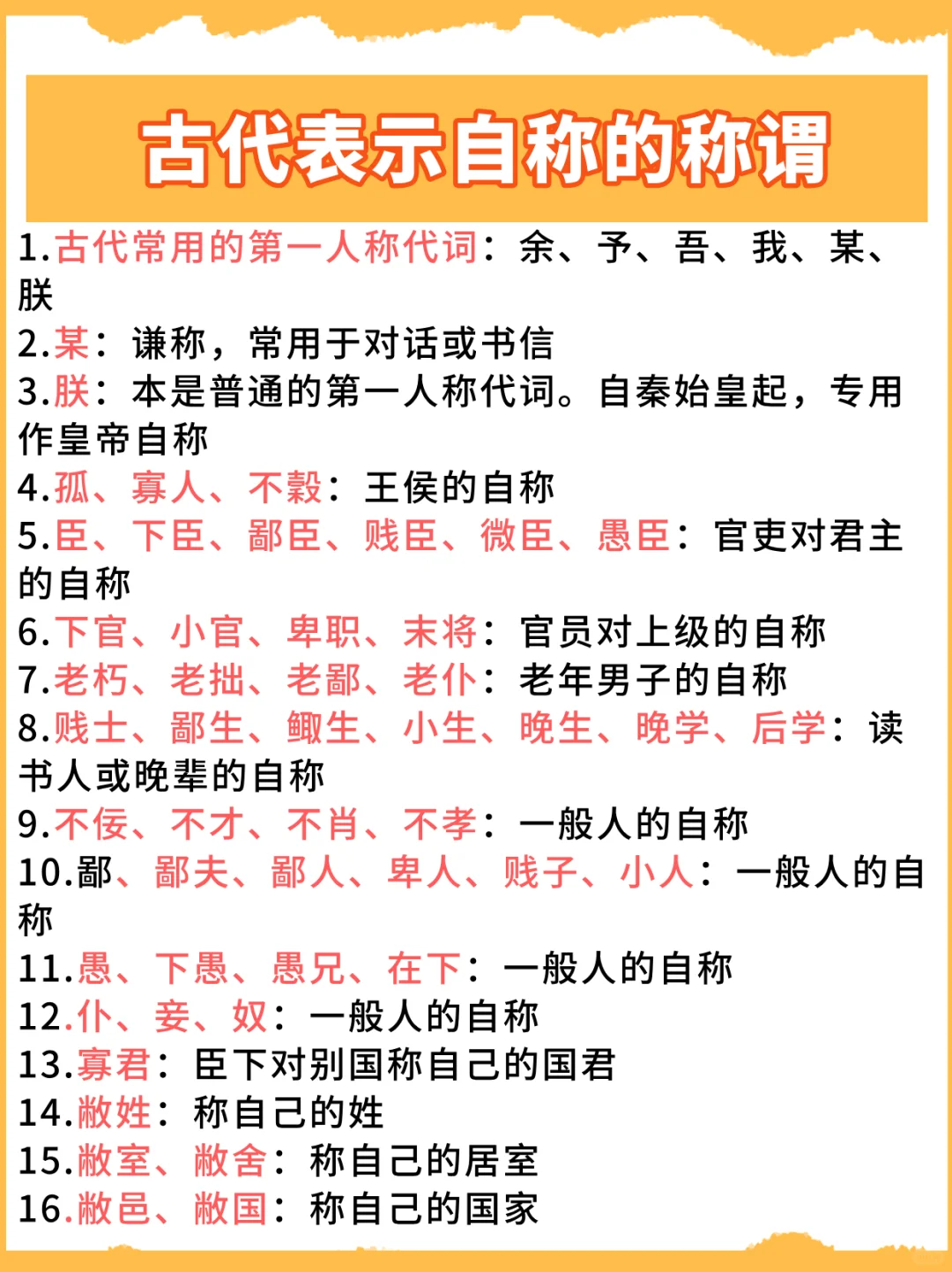 古代表示自称的称谓