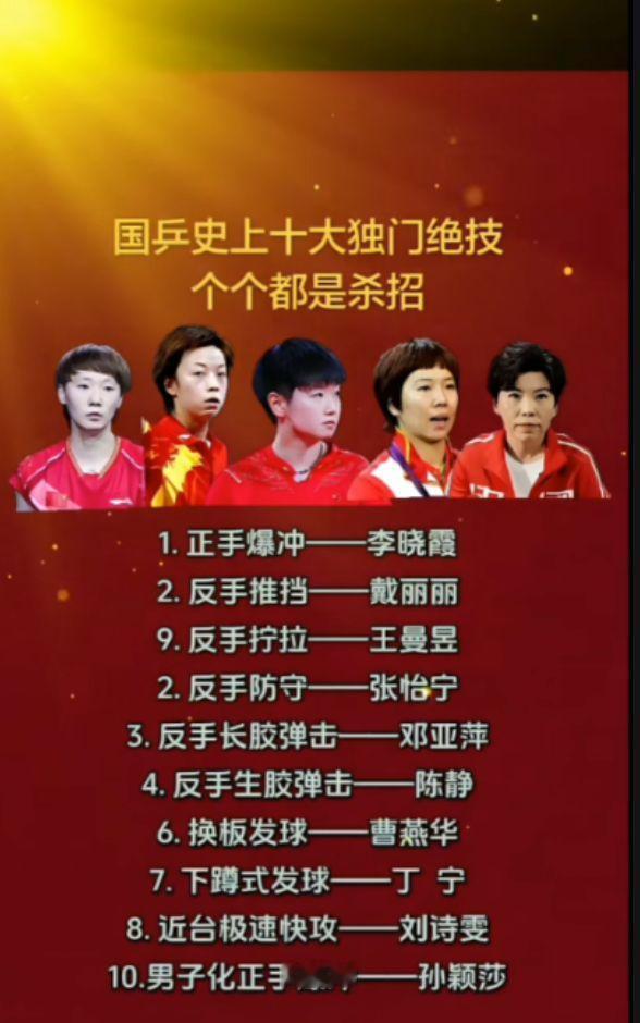 国乒历史上独门绝技
个个都是杀招