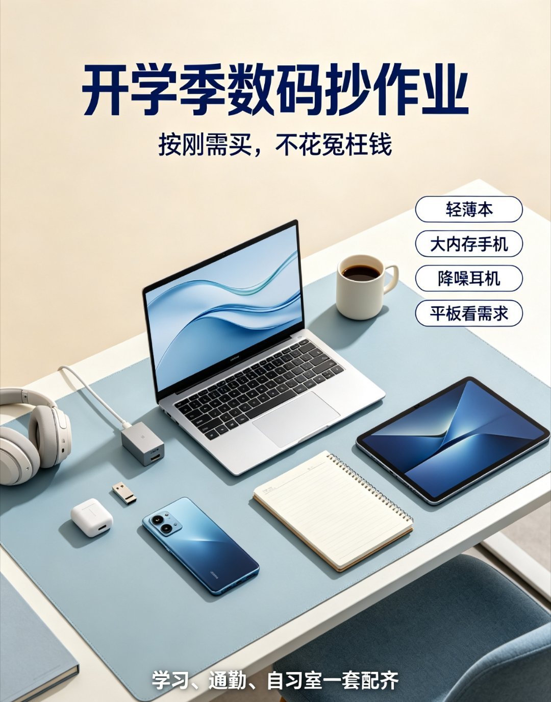 开学季数码抄作业开学置办数码不用盲目跟风堆预算，按刚需优先级抄作业，把钱花在刀刃