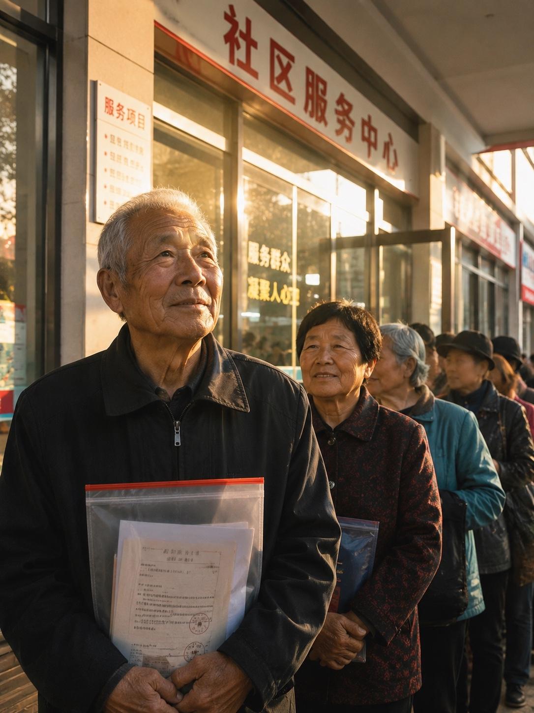 早上八点，社区服务中心门口排了十几个人。我路过，听见一个大爷问：“听说今天开始有