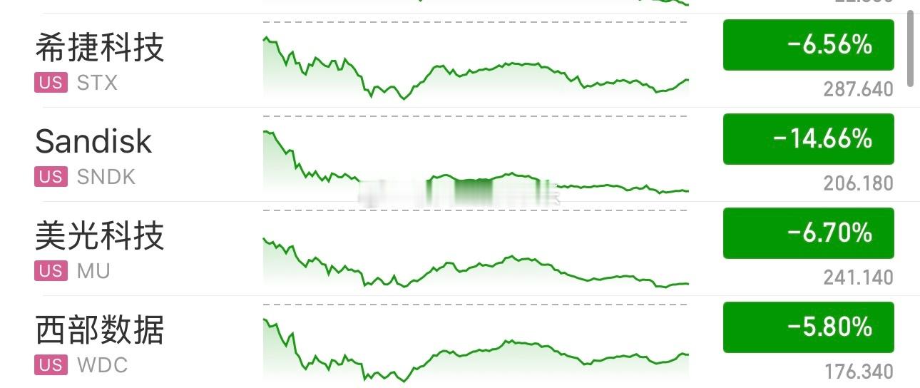 美股昨夜暴跌，存储概念股纷纷下挫，按照我大A跟随的特色，这次我的香浓要吃面了🍜
