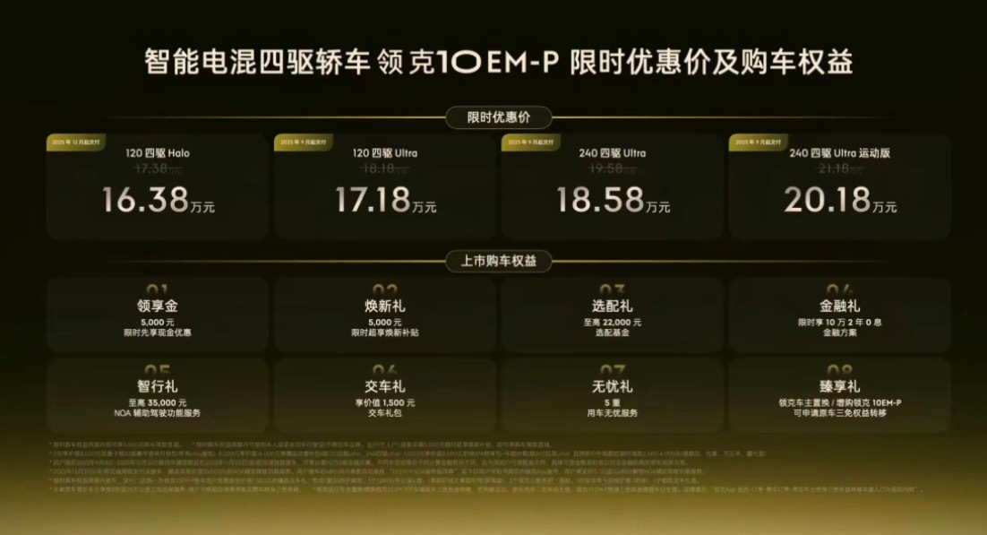 领克10EMP电池安全认证大满贯领克10EM-P上市限时价16.38万起作为一位