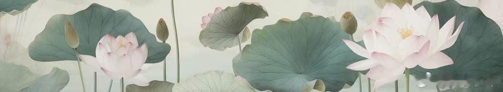 生活手记新房主卧床头的壁布，我从一幅莲花图里截取了中间这一段，很适配很喜欢。 