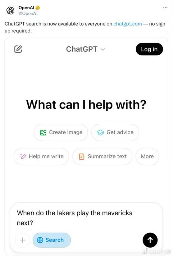 ChatGPT搜索功能今起人人可用 人人可用，不是良心发现了，而是知道自己再固步