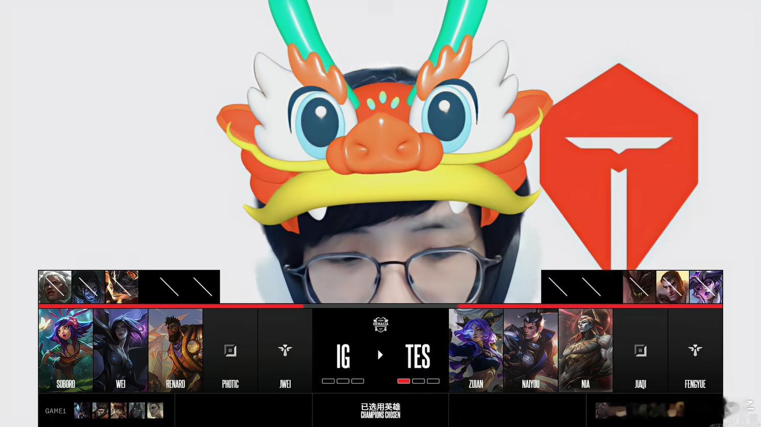 这就是哥哥讲的正规俱乐部，TES居然给选手们统一做了队标配白底的背景图 TES对