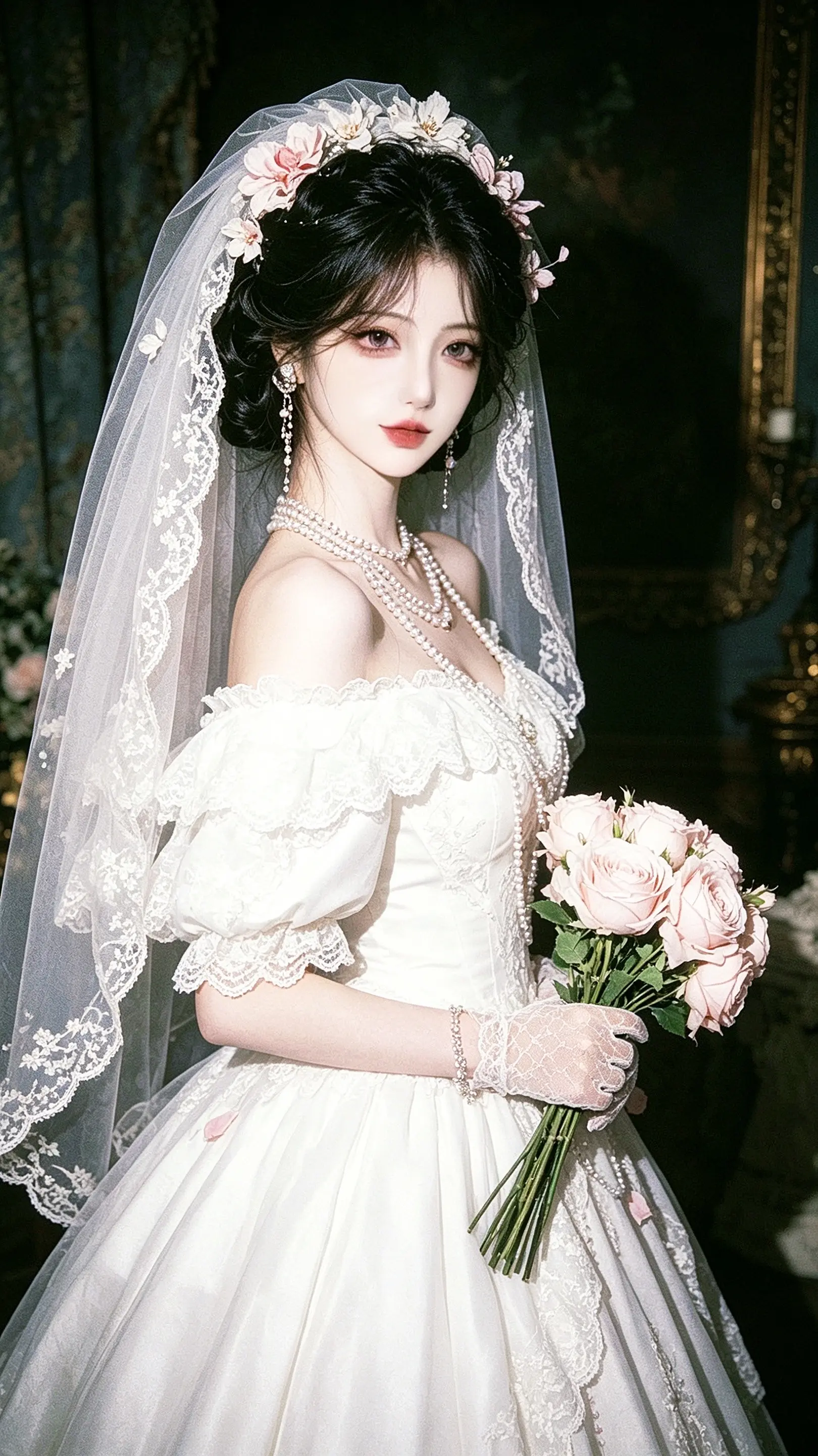AI去水印婚纱照 ai创作 女生婚纱