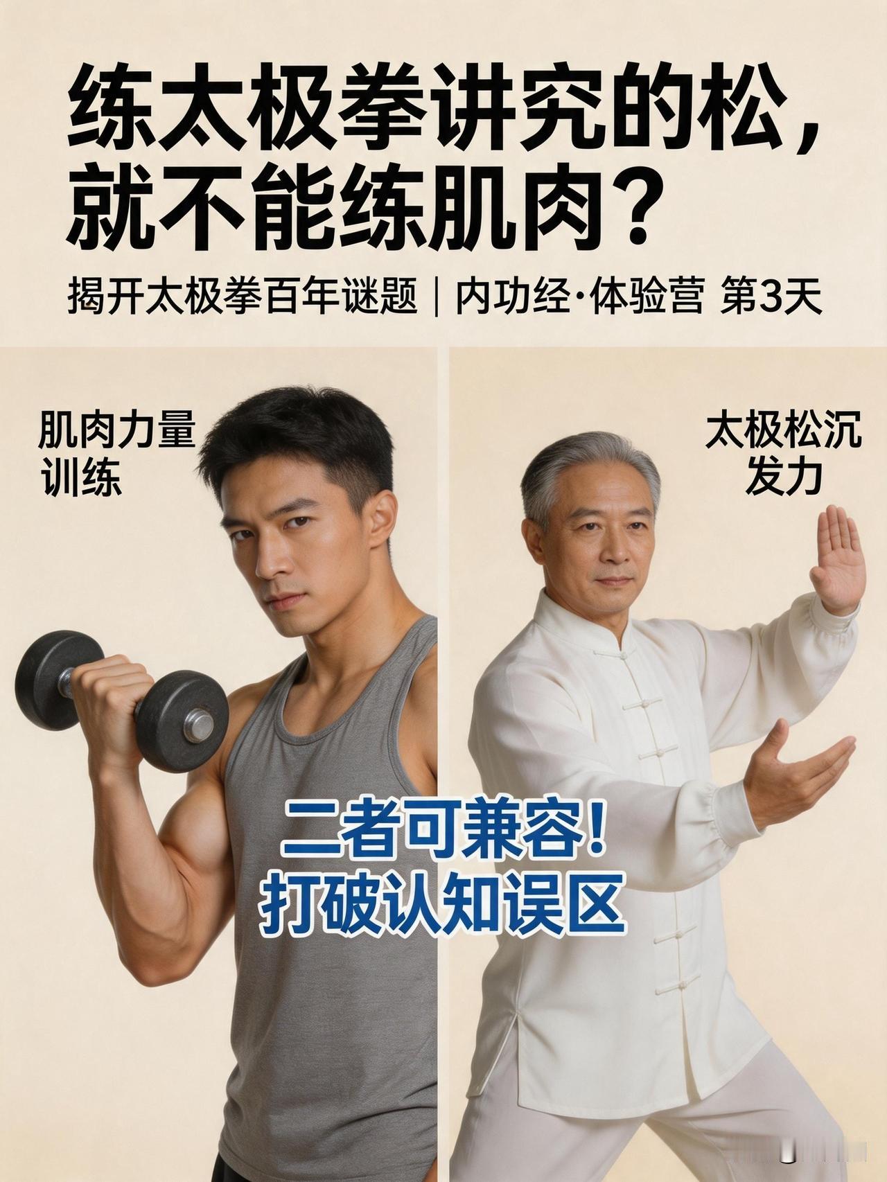致命误区？练太极拳讲究的松，就不能练肌肉？揭开这个百年谜题。内功经•体验营第3天