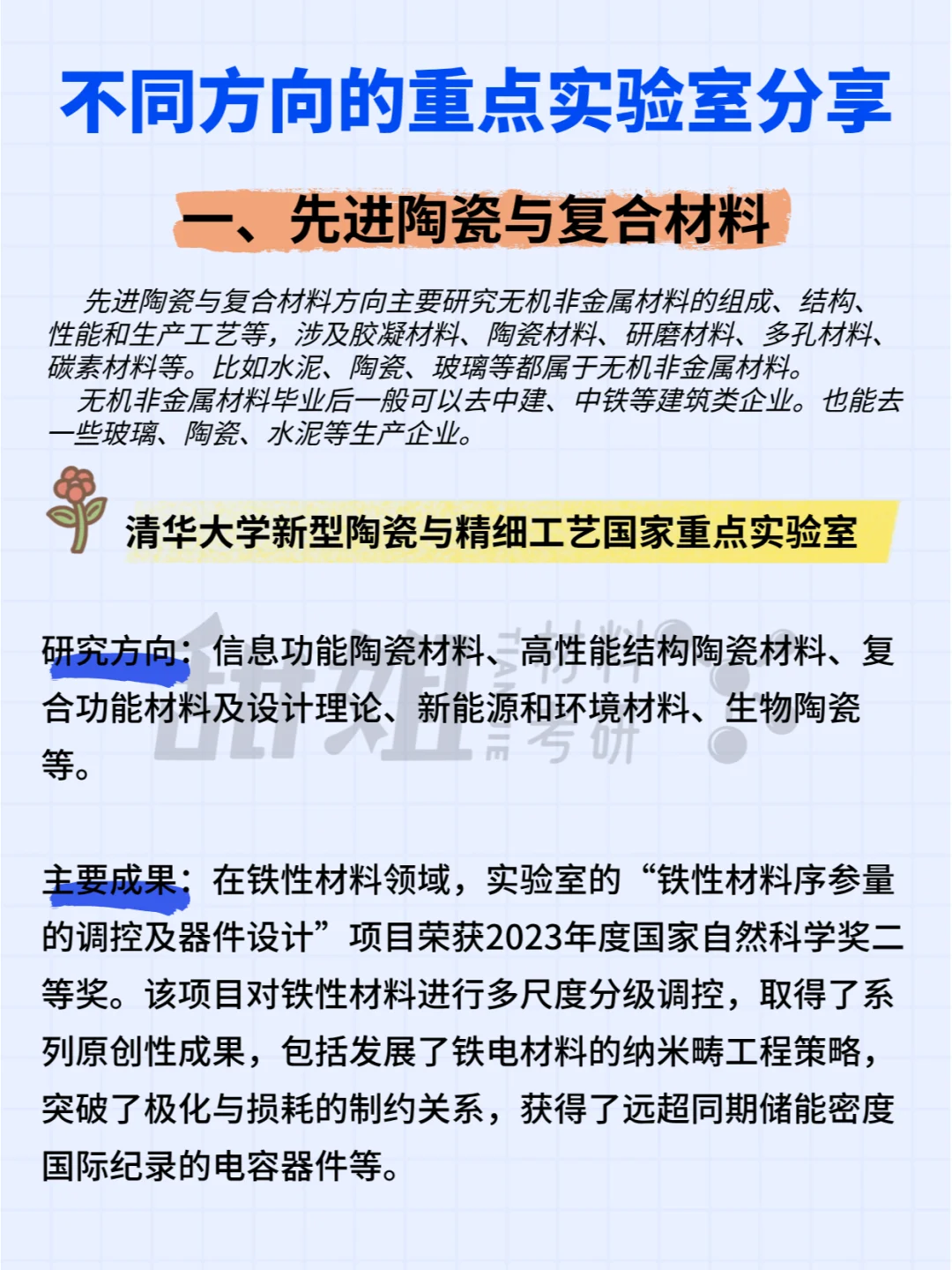 材料考研，不同方向的重点实验室分享