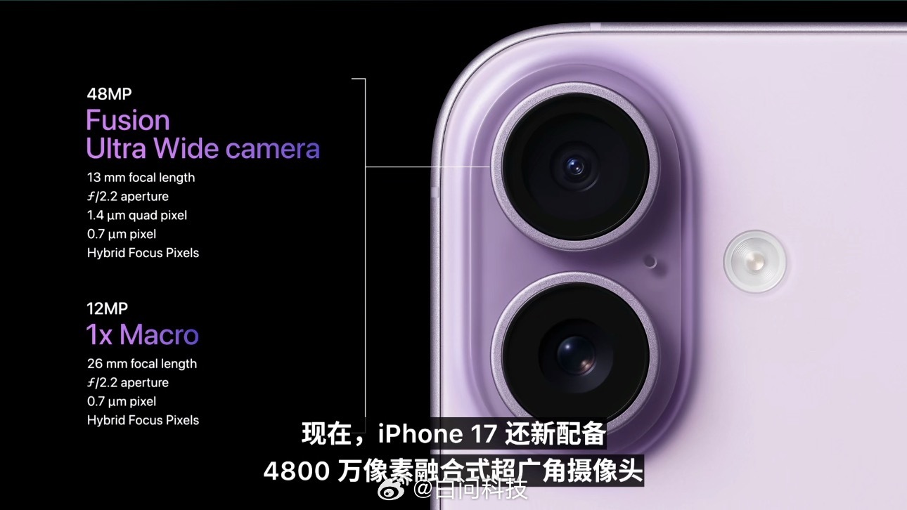 iPhone 17 的超广角升级到了4800 万像素苹果发布会 ​​​