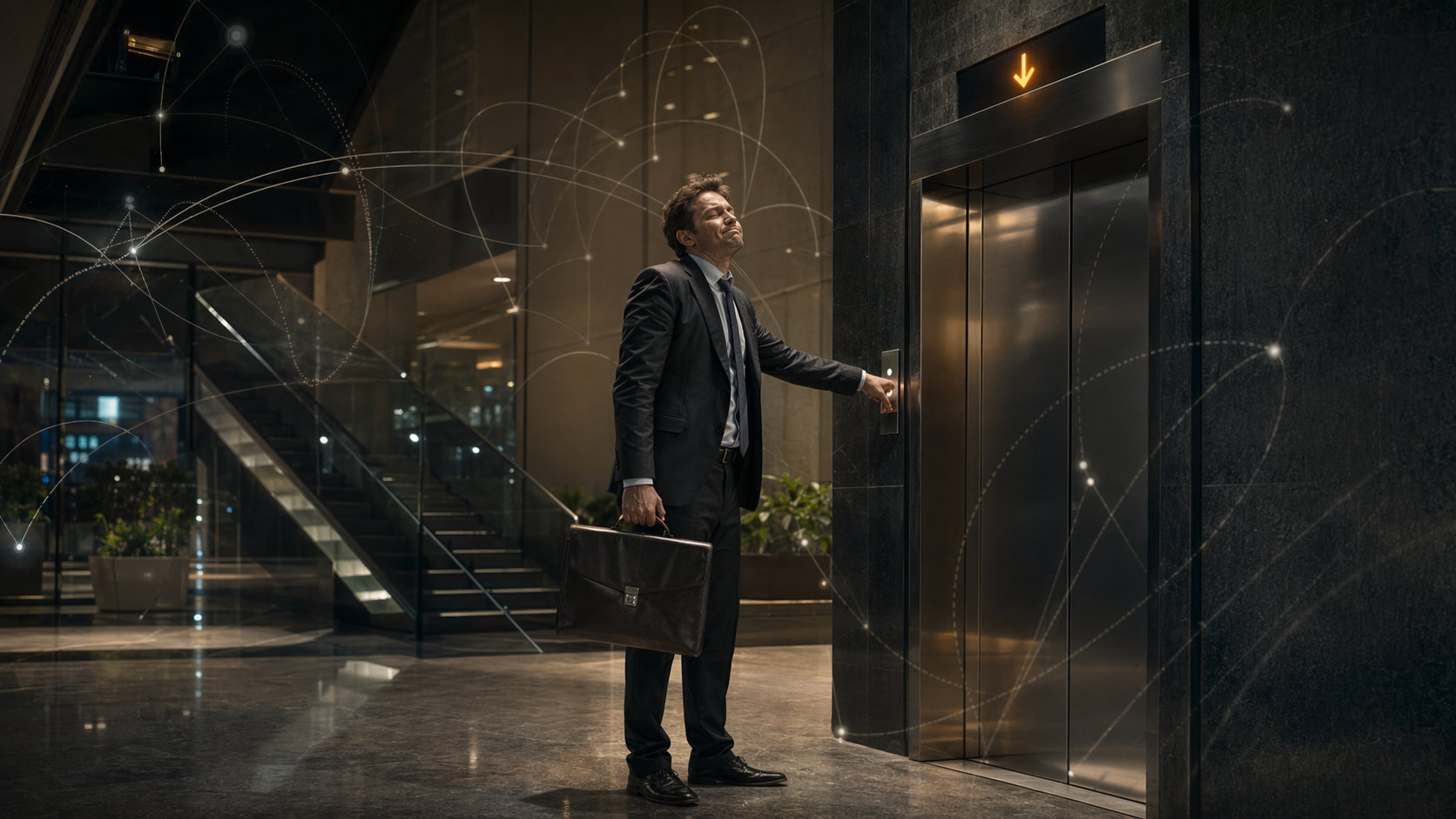 电梯总往错的方向走。你想上楼，来的那部偏偏往下；你想下楼，来的那部偏偏往上。这不