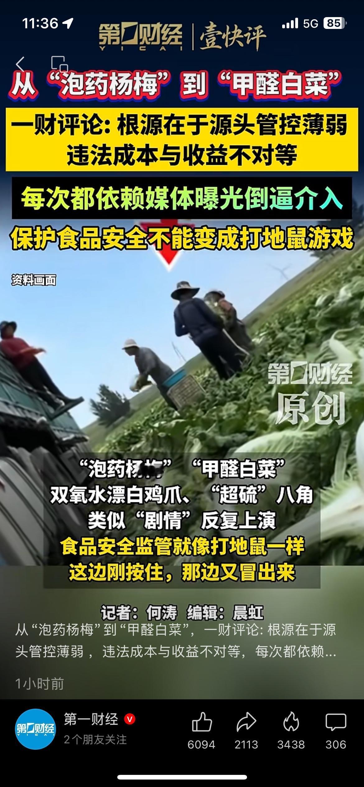 甲醛白菜、泡药杨梅频现，食品安全不能总靠媒体曝光
从泡药杨梅再到甲醛白菜，食品违