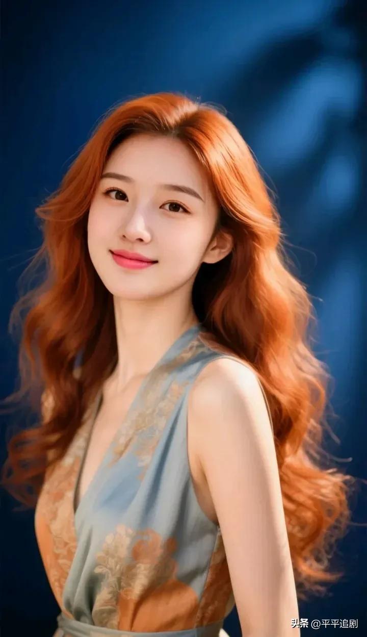 1. 橘色发丝漫过肩头，像把落日揉进了风里，温柔又耀眼。
长发的温柔意境 微风发