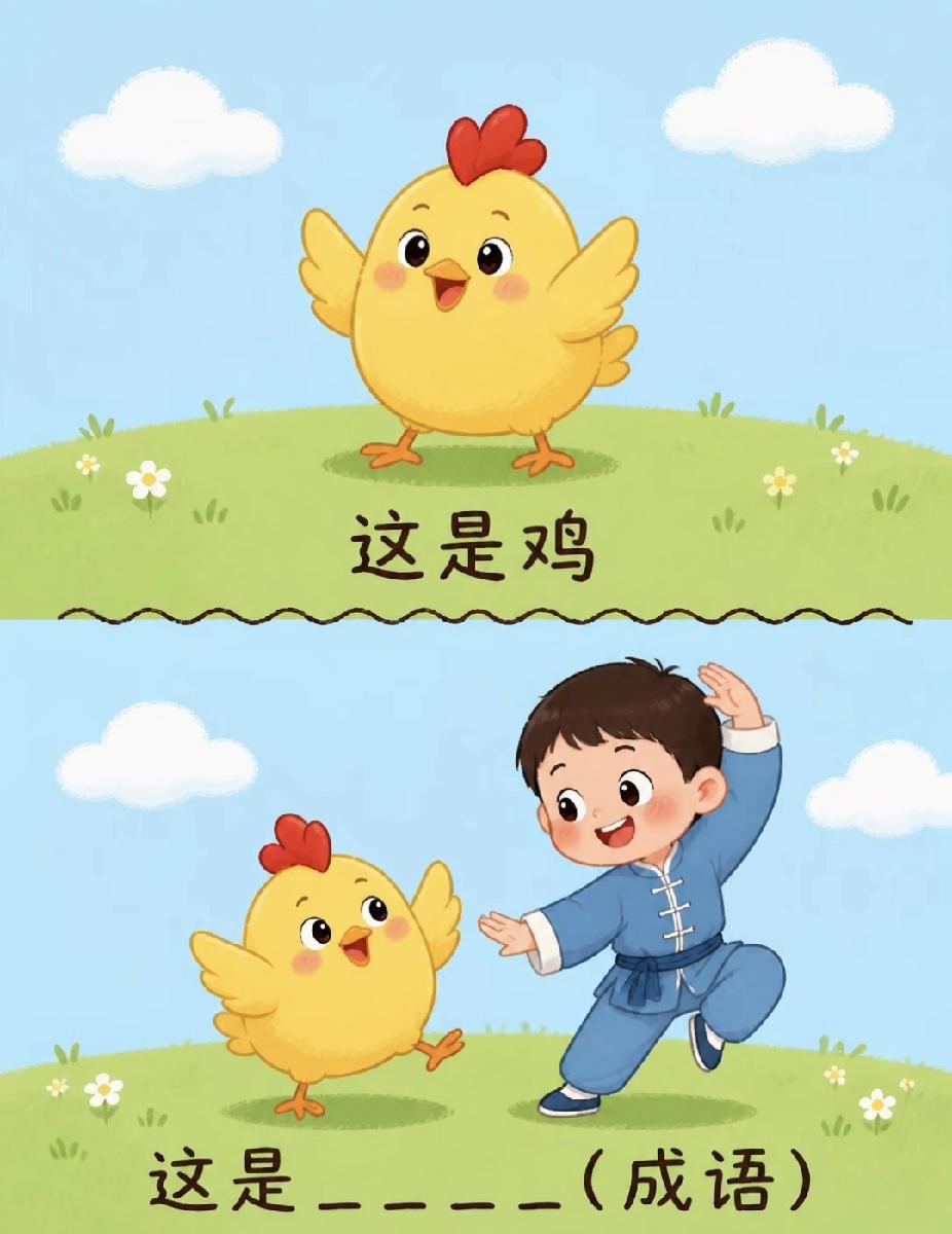猜成语挑战：小鸡和小孩，90%的人卡壳！