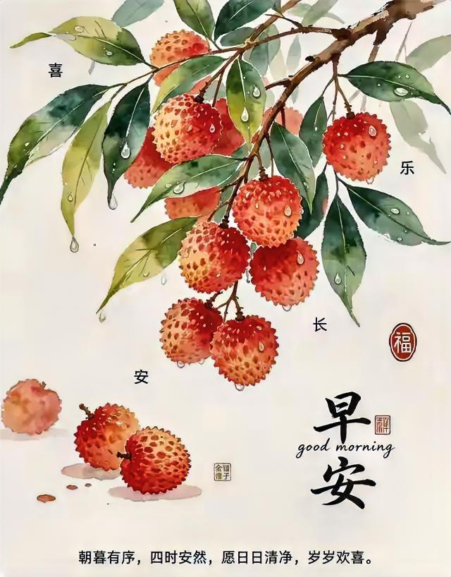 荔枝挂枝头，晶莹剔透惹人爱，早安好心情，岁岁皆欢喜！