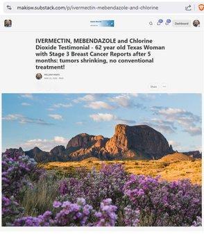新文章：伊维菌素、美苯达唑和二氧化氯患者证言 - 62岁德克萨斯女性患三期乳腺癌