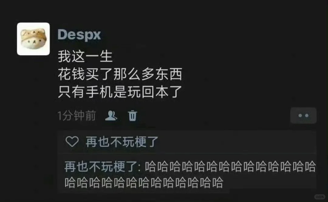 只有手机玩儿回本了！ 网友这么会说，我还真没想到这一点，现实大多数人都...