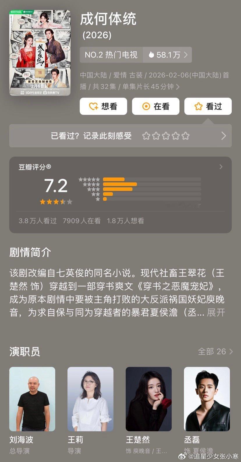 丞磊王楚然成何体统豆瓣开分7.2分丞磊王楚然成何体统豆瓣开分7.2丞磊王楚然《成