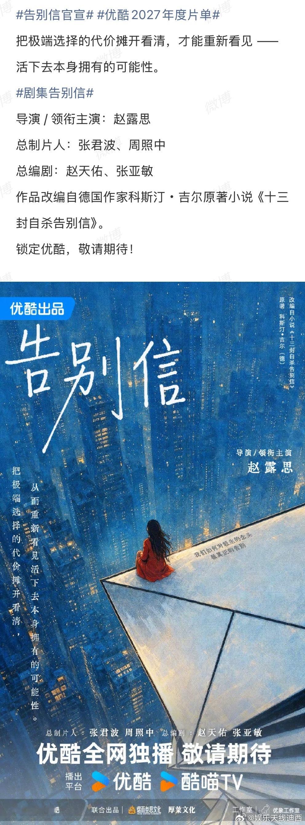 赵露思首部导演+单独领衔的作品，非常有魄力的选择，再加上《偷偷藏不住》的总制片和
