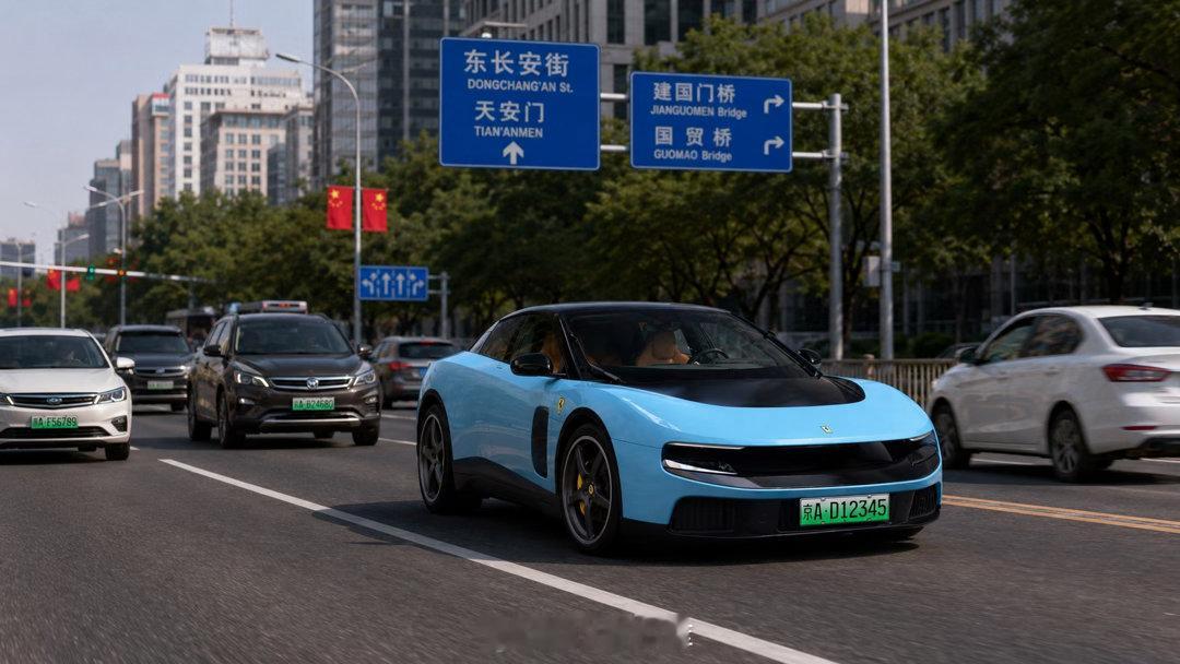 AI 了两张法拉利 Luce 搭配绿牌的照片，大家觉得好看吗？法拉利42how法