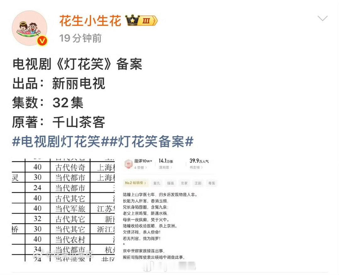 灯花笑 田曦薇现在没有的古偶剧都在田曦薇手里过一遍！！！ 灯花笑也是老田的 