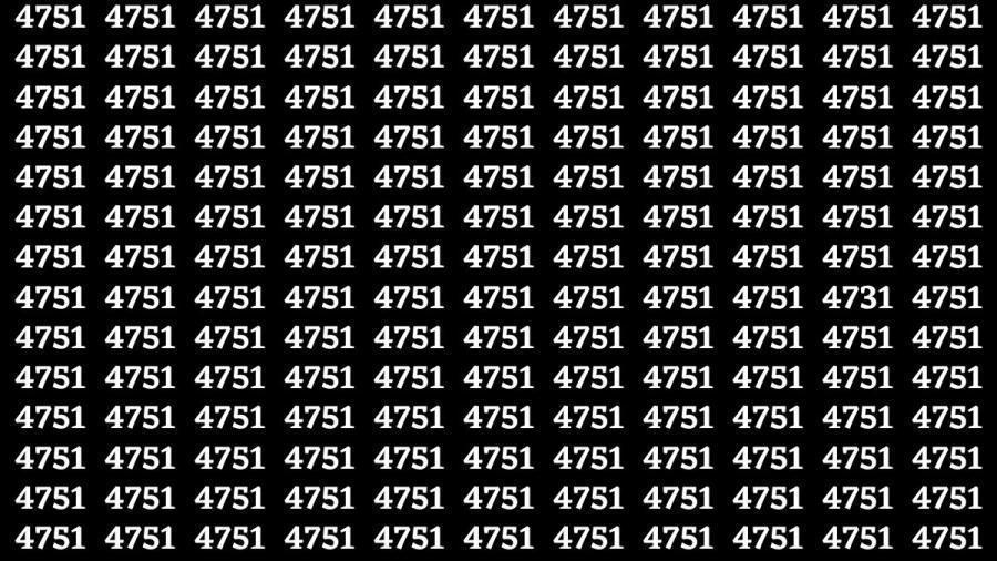 视觉挑战 在这满是“4751”的黑色背景数字阵列中，隐藏着数字“4731” 。现
