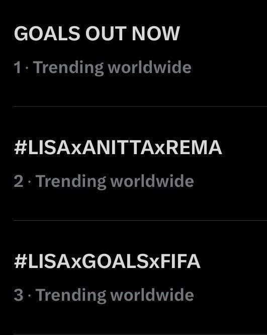 Lisa世界杯新歌昨晚Lisa与Anitta&Rema的世界杯合作曲『Goals