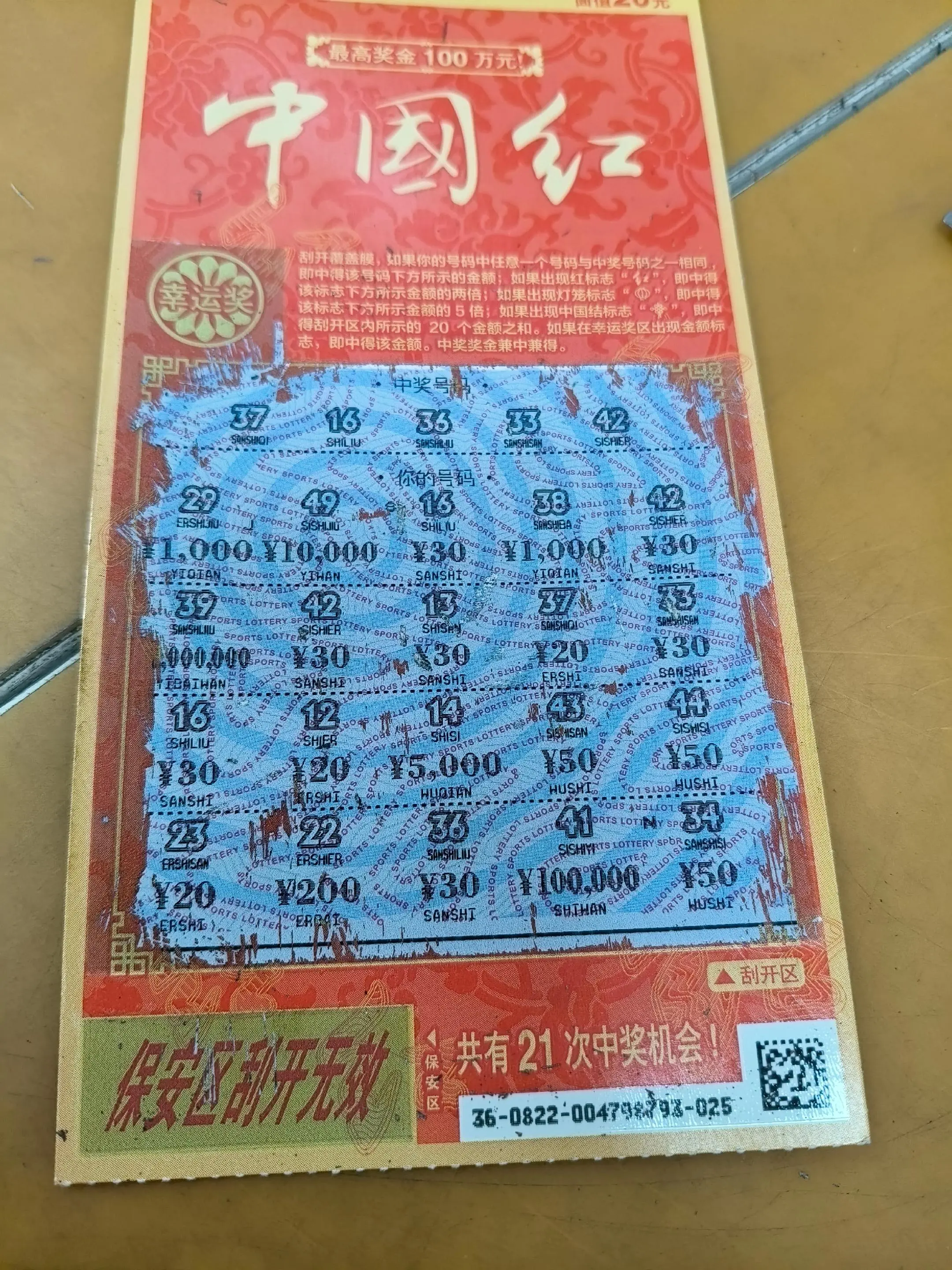 出门转个运,  居然中奖两百。