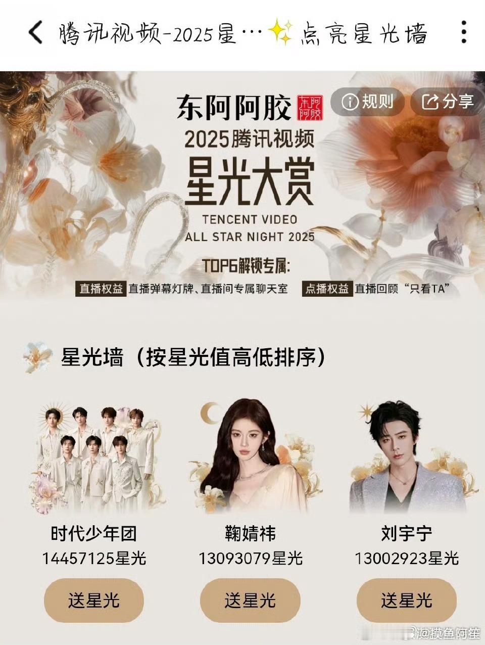 星光大赏的星光墙，鞠婧祎成为无论男女演员的单人第一了，好牛