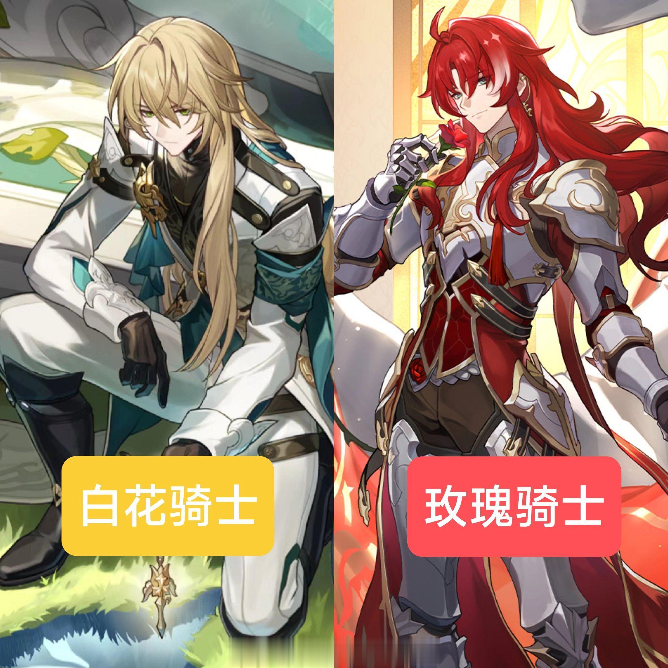 白花骑士罗刹＆玫瑰骑士银枝长发刘海绿瞳，崩铁美男百花齐放[酷]#崩坏星穹铁道##