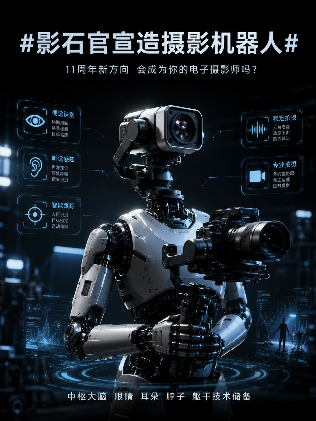 影石官宣造摄影机器人我其实挺看好这个方向因为影石过去解决的是“怎么拍得更稳 更全