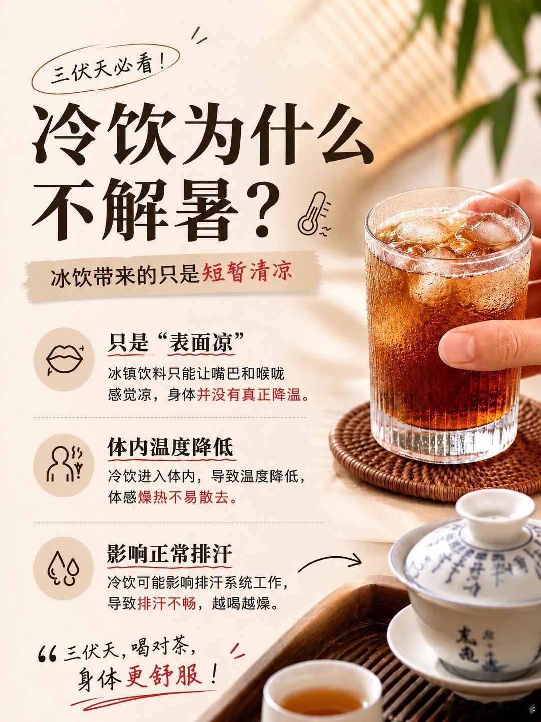 热茶比冰饮更解暑？三伏天正确喝法🍵三伏天热到融化，你是不是也只想抱着冰饮不撒手