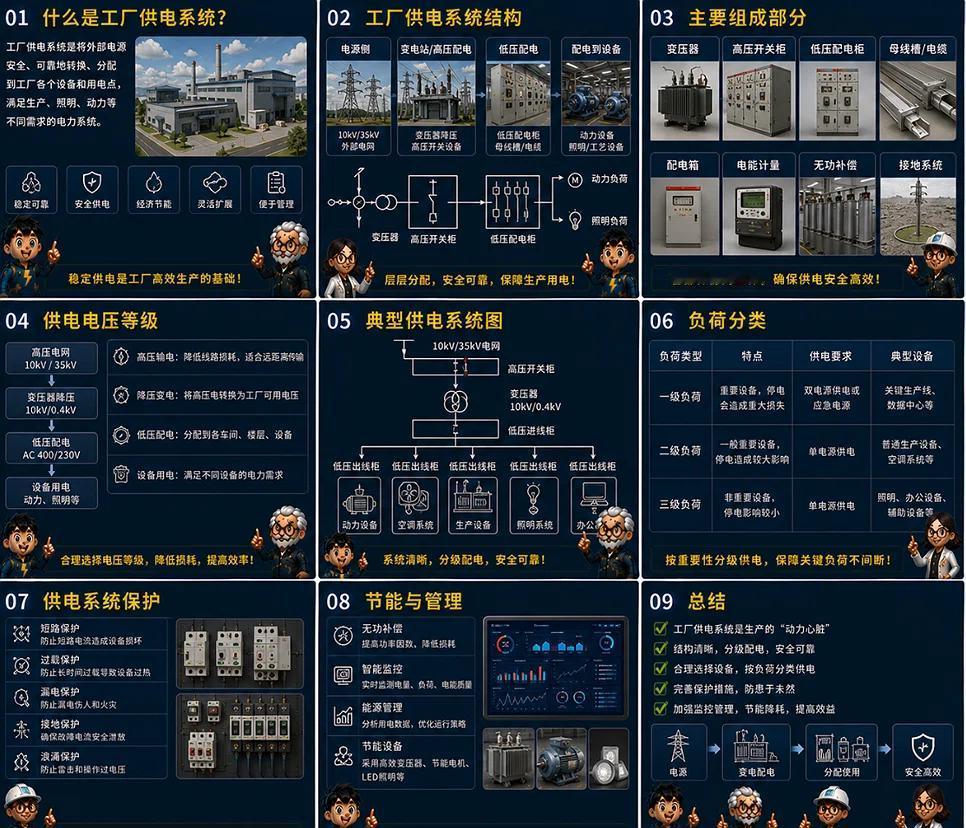 从10kV到220V：工厂供电系统是如何把“工业血液”精准输送到每台设备的？
工