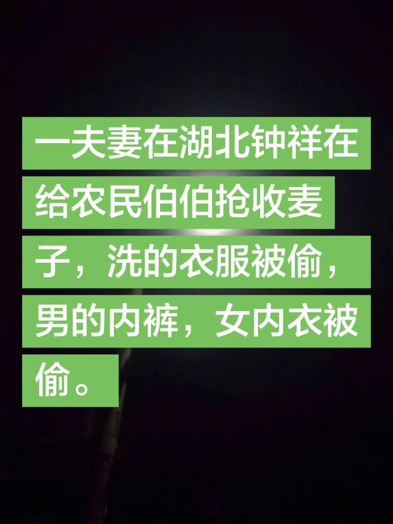 男的内裤被偷，女的内衣被偷。内裤内衣被偷湖北 钟祥 收麦 收割机