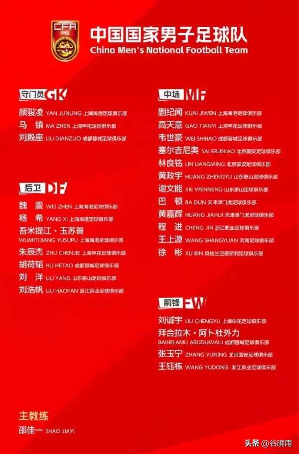 邵佳一新一期国家队有几个位置人选引起球迷争议:
1 首先是门将位置，新入选的是颜