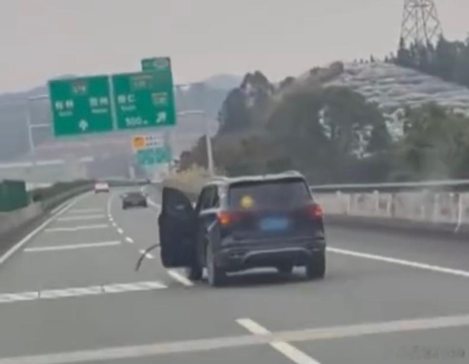 【爱车安全贴士 应急车道停车后忘拉手刹，一辆车在高速路溜车2分钟，四处乱撞！车主