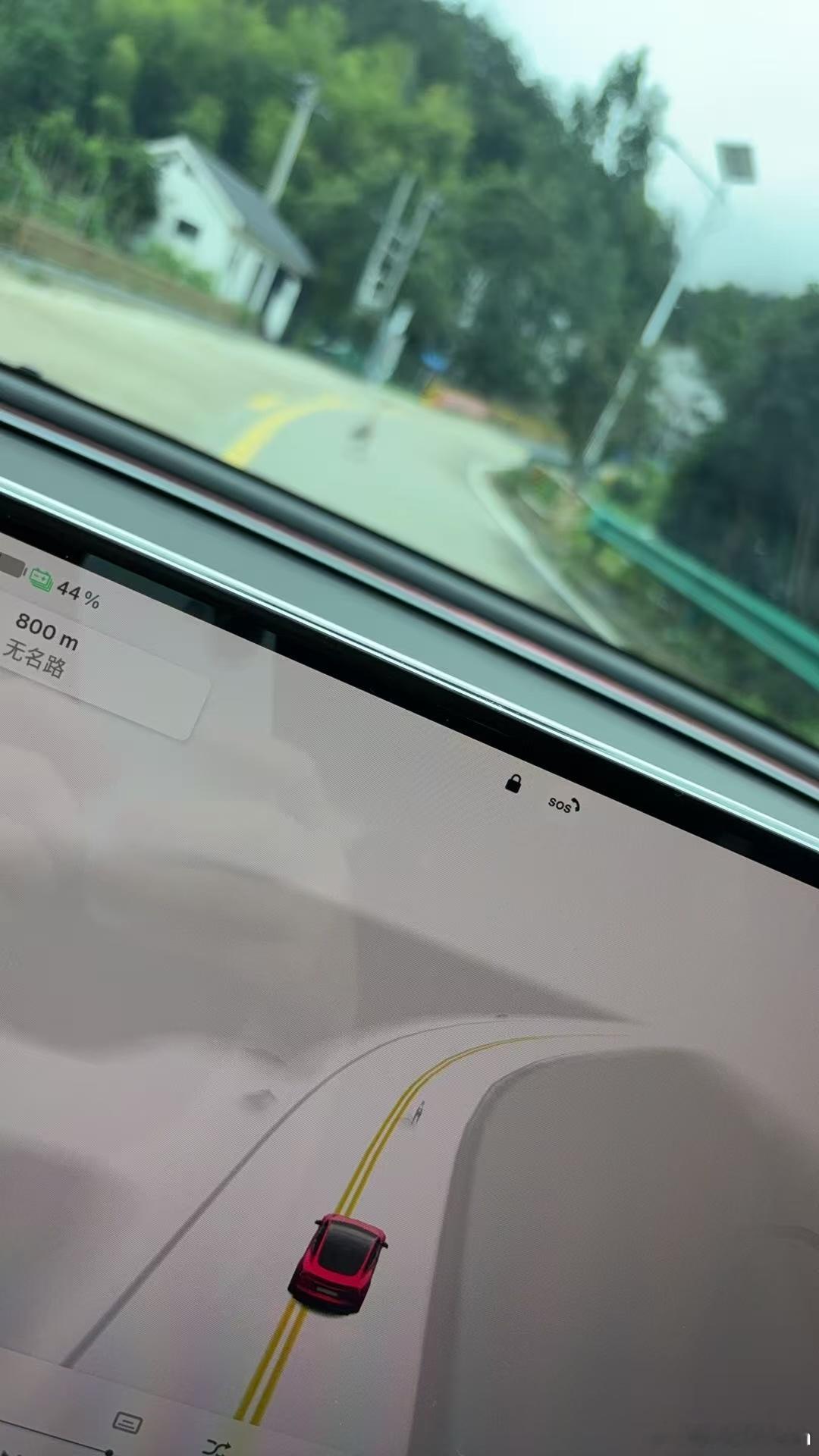 群友开车路上遇到了个大鹅，发现了大鹅专属UI，哈哈哈特斯拉 ​​​