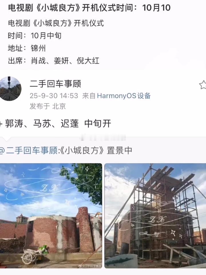 肖战《小城良方》10月10日有开机仪式 ​​​