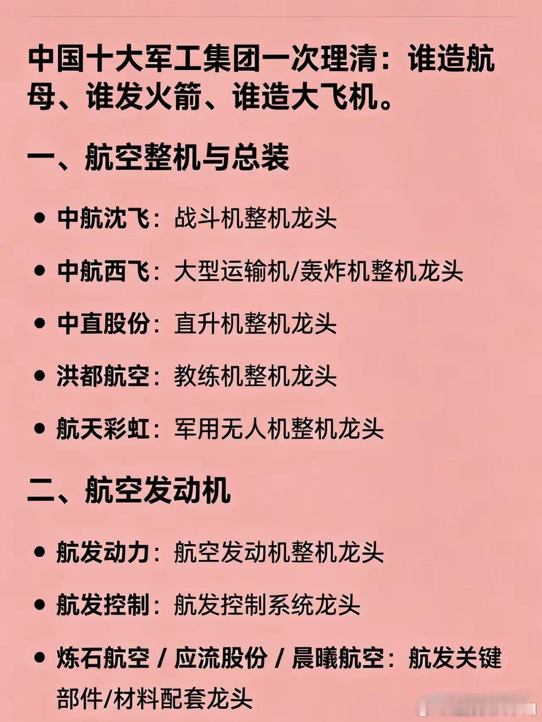中国十大军工领域核心标的速览1. 航空整机中航沈飞(战机)、中航西飞(大运/轰炸