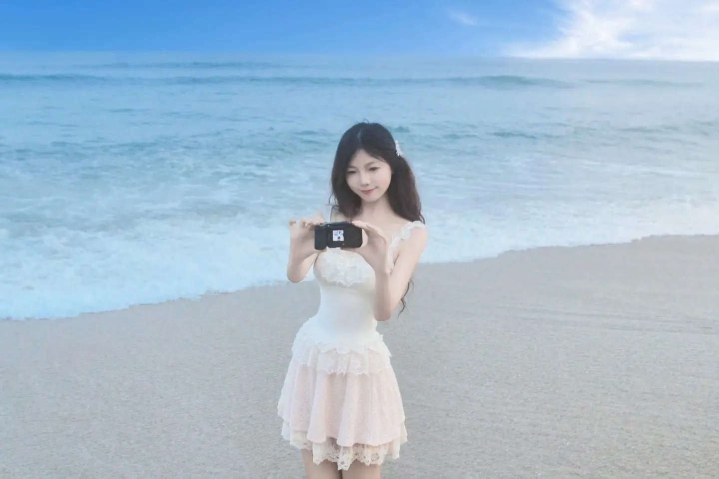 带了相机 还在海边找了个摄影师🏖️ 🍃🥥🌊