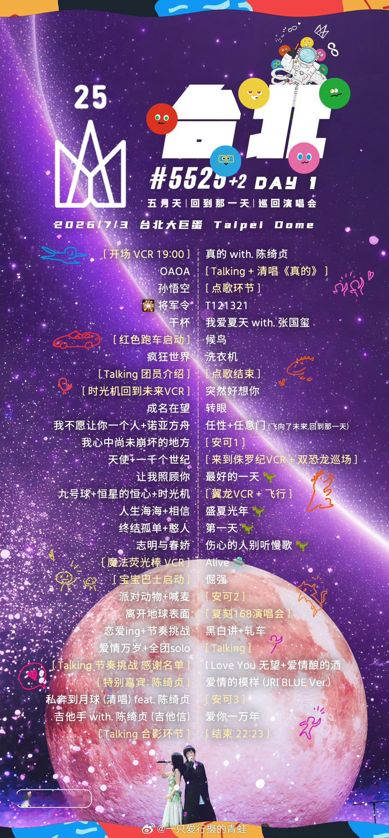 五月天台北大巨蛋演唱会Day1歌单5525+2 [ 回到那一天 ] 演唱会台北·