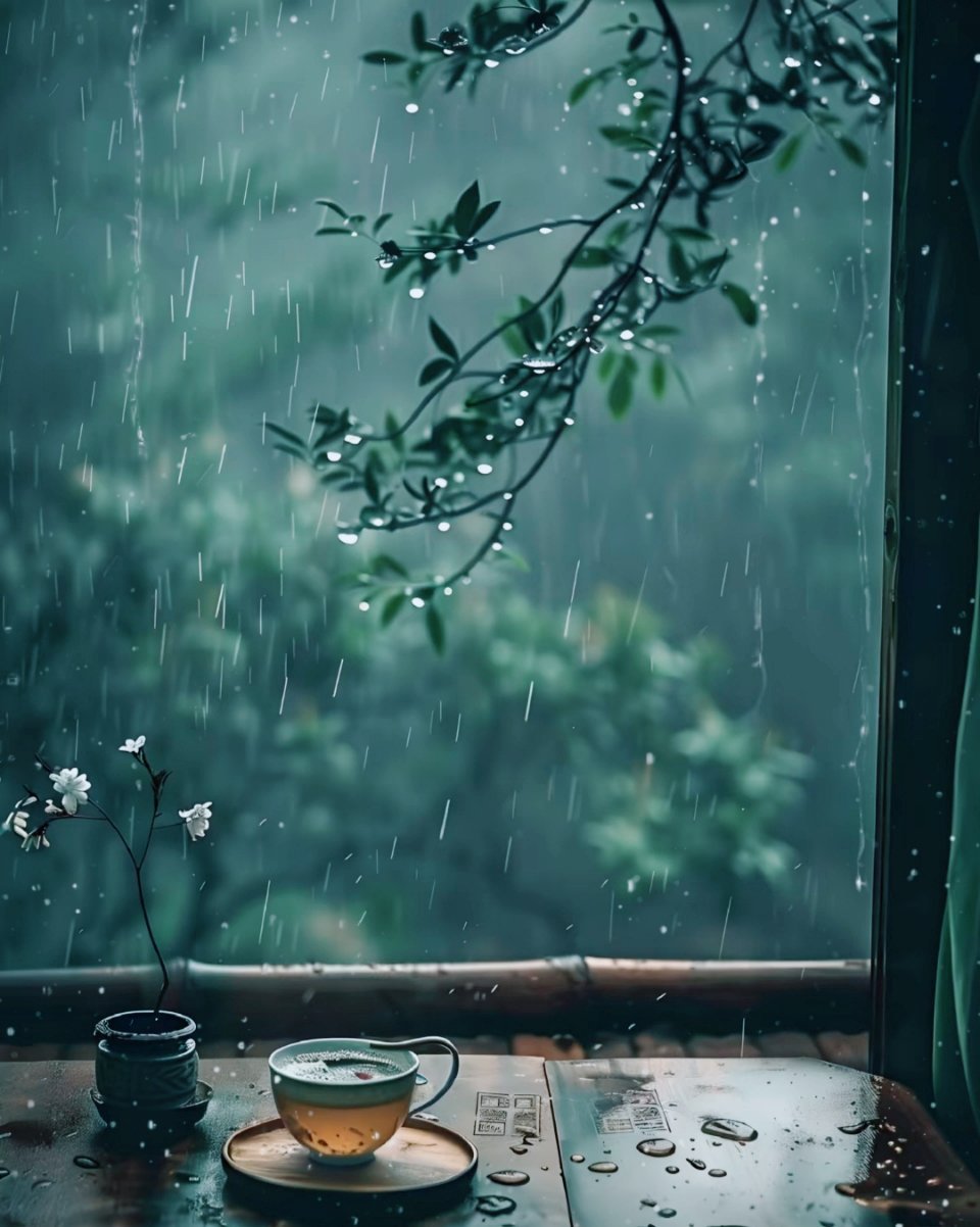 嘈嘈切切错杂弹，大珠小珠落玉盘。（这雨毫无停意下了一夜，忽大如鼓，忽小如珠，扰得