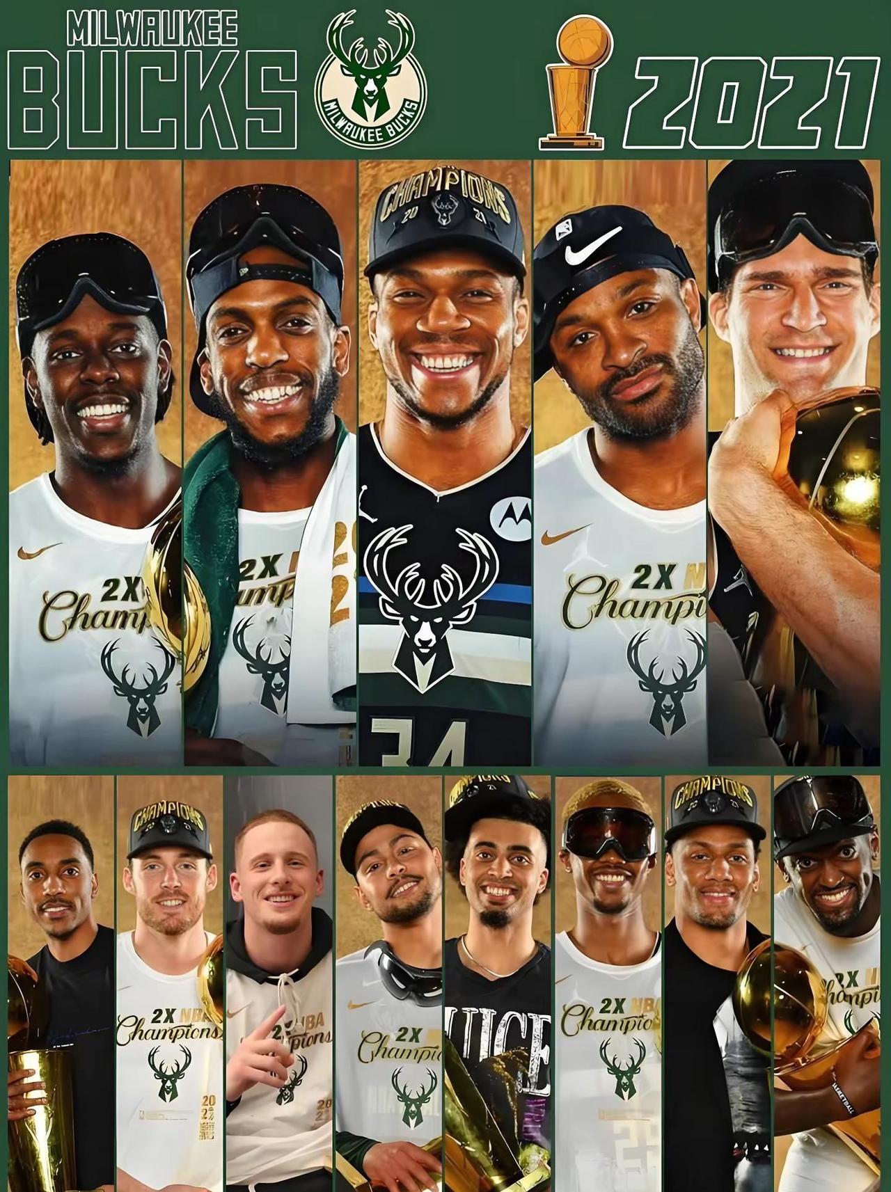 2021年NBA总冠军，记得他们的名字吗。nba 篮球字母哥雄鹿队 2020‑2