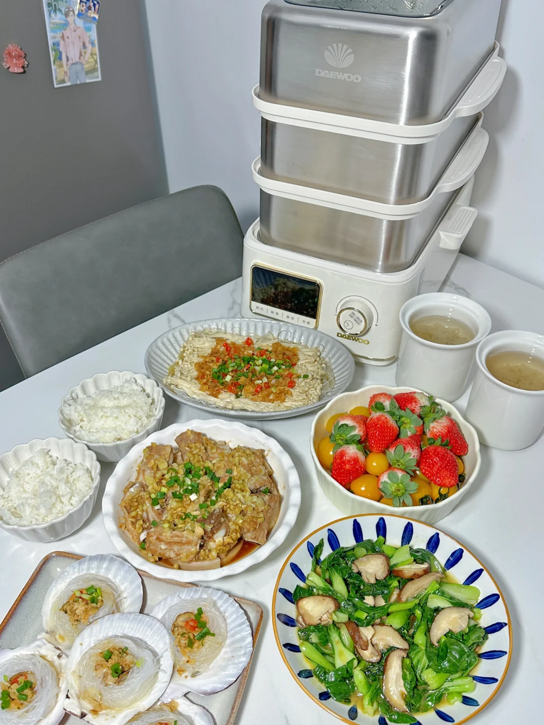 ✅晚餐分享｜蒜香蒸排骨➕蒜蓉金针菇➕银耳汤