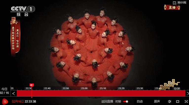 【#孙千红裙芭蕾#】#春晚#哈尔滨分会场，演员一袭红裙在冰天雪地中起舞，曼妙的芭