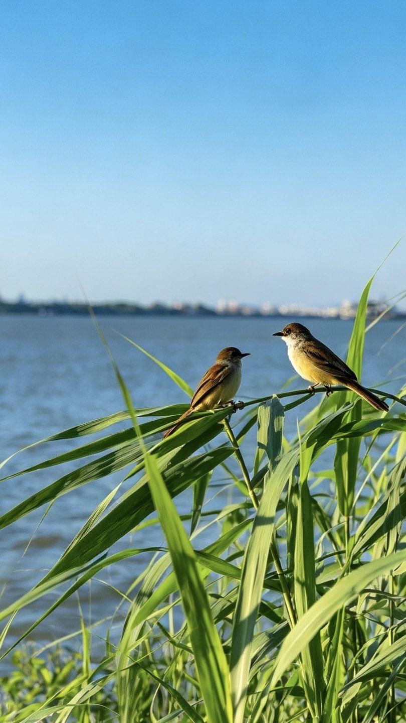精美壁纸（816）🌈
📝仰看夏日滨江公园，江面开阔浩荡，澄澈湛蓝的天空铺展在